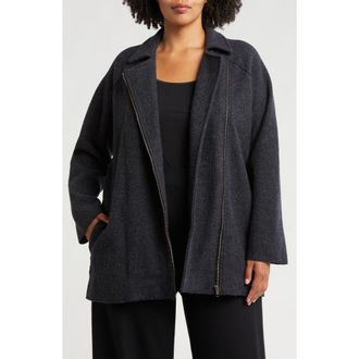 Eileen Fisher Longline Wool Motorcycle Jacket in Charcoal at Nordstrom Rack, Size 3X