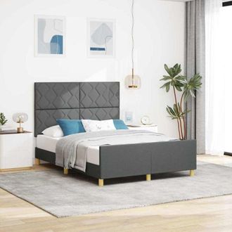 vidaXL Estructura De Cama Con Cabecera Gris Oscuro 160 X 200 Cm Tela Vidaxl