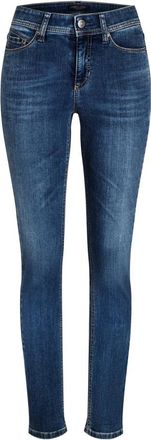 Cambio Verfijnde Donkere Used Jeans - Dames - Skinny Jeans - Blauw - M L32 - Katoen - Jeans