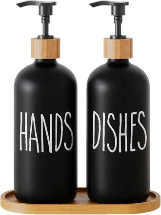 OEM Juego De Dos Piezas: Dispensador De Jab&oacute;n, Botella De Detergente L&iacute;quido Para Lavavajillas, Botella De Jab&oacute;n L&iacute;quido De Vidrio Para Manos, 500 Ml