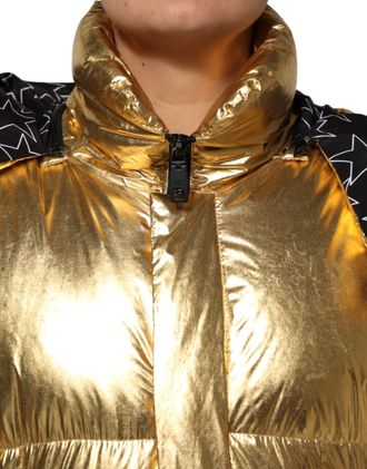 Dolce & Gabbana Metallic Quilted Puffer Down Jacket - Gold