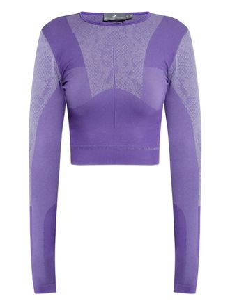 adidas by Stella McCartney snakeskin-pattern long-sleeve top - Purple