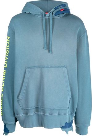 Diesel logo-print cotton hoodie - men - Cotton - L - Blue