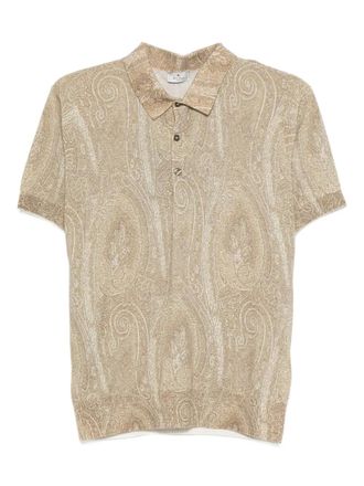 Etro paisley-pattern polo shirt - men - Cashmere/Silk - S - Neutrals