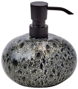 Aquanova Handgefertigter Design Seifenspender Ugo 500 ml aus Keramik, Black Olive