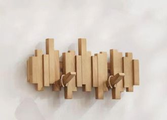 OEM Perchero De Pared De Madera Natural Con 6 Ganchos, Estilo Moderno, Plegable, Para Entrada, Ba&ntilde;o, Abrigos, Sombreros, Bolsos - Otros