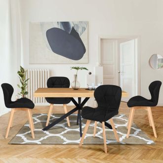 IDMarket Lote De 4 Sillas De Comedor Robine De Pu Negro