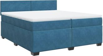 vidaXL Cama Box Spring Con Colch&oacute;n Terciopelo Azul 200x200 Cm Vidaxl