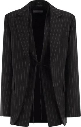 Sportmax Blazer Gessato con Laccio - Dames - Blazers - Zwart - 2XS - Jassen