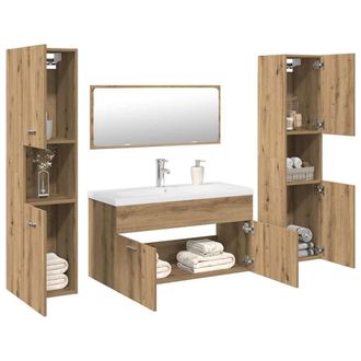 Berkfield Home 5 Piece Bathroom Furniture Set Artisan Oak Engineered Wood in Brown