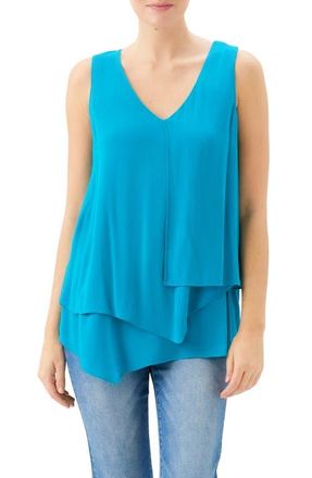 Karen Kane Drape Layered Asymmetric Tank in Teal at Nordstrom, Size X-Large