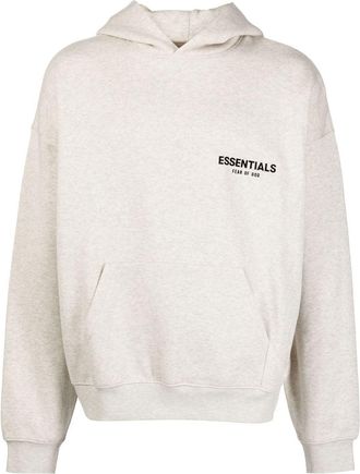 Fear of God logo-print cotton-blend hoodie - men - Cotton/Polyester - L - Grey