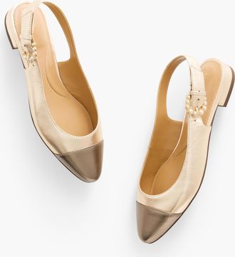 Talbots Edison Metallic Leather Slingback Flats - Gold/Bronze - 6M Talbots