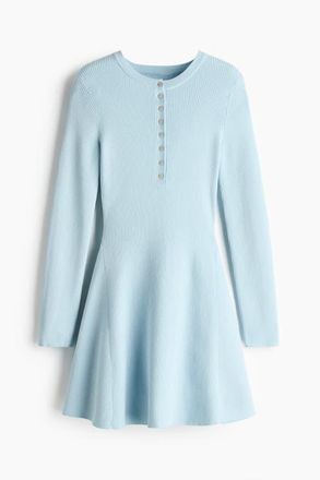 H&M Rib-knit Flared-skirt Dress in Light Blue at Nordstrom, Size Xx-Large
