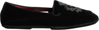 Dolce & Gabbana Velvet Crown Embroidery Loafers - Heren - Loafers - Zwart - 44 EU - Schoenen