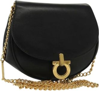 Ferragamo Pre-owned Belt Bags, female, Black, Size: ONE SIZE Pre-owned Leather Shoulder Bag