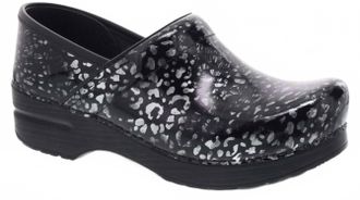 Dansko Womens Professional Clog In Pewter Leopard Patent