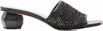 Frances Valentine Womens Raffia Mesh Slide Heel Sandal In Black