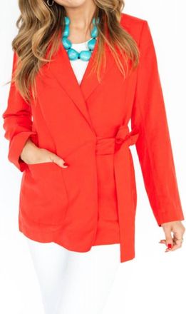 Scotch & Soda Belted Blazer In Amp Red