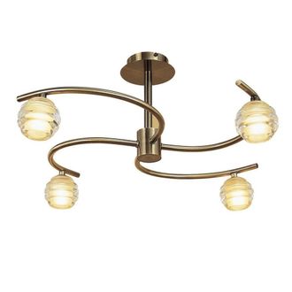 Netlighting Sphere Semi Flush 4 Light G9 Antique Brass in Bronze