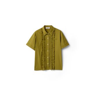 Miu Miu Poplin Shirt, Woman, Olive Green, Size 36