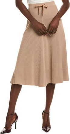 Brunello Cucinelli WomenS Mocha Ribbed Cotton A Line Skirt, Size L