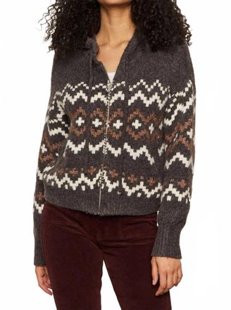 Sanctuary Zip Up Fair Isle Hoodie In Mocha