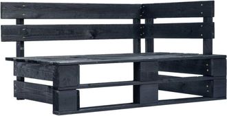 vidaXL vidaXL Panca Angolare da Giardino su Pallet in Legno Nera