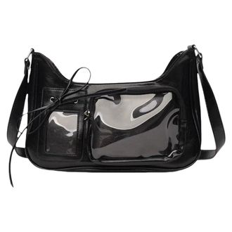 Generic PU Shoulder Bag Adjustable Strap Hobo Handbags Tote Bag for Women (Black)