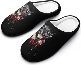 Generic Angry Werewolf Fashion Cotton Slippers for Women Memory Foam House Slippers Non-Slip House Bedroom Shoes