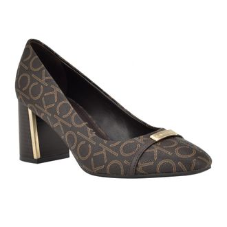Calvin Klein Womens Unesta Pump, Brown Logo 200, 4.5 UK