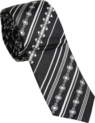 Dolce & Gabbana Luxe Zijden Gestreepte Stropdas - Heren - Stropdassen - Zwart - ONE Size - Accessoires