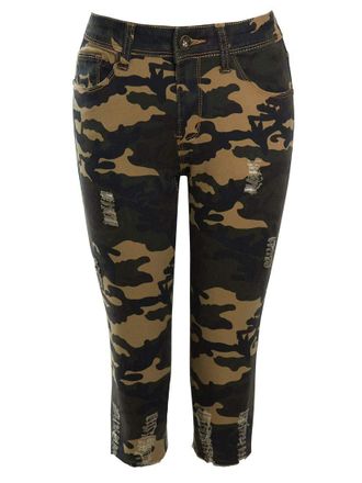 SS7 Womens Mid Waist Camouflage Twill Pedal Pusher Shorts