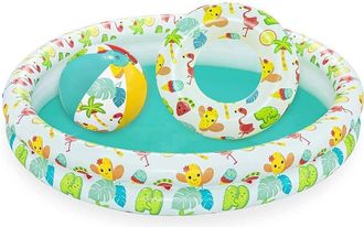 Trade Shop Trade Shop - Piscina Gonfiabile Beswtay Per Bambini 2 Anelli Colorati Con Ciambella E Pallone