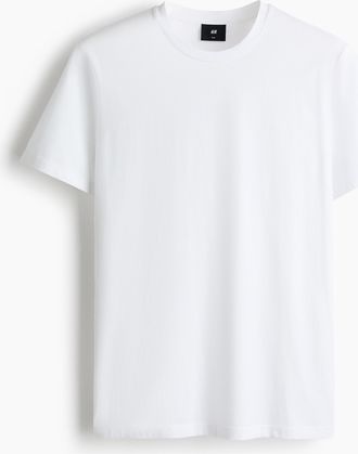 H&M T-Shirt aus Pima-Baumwolle Slim Fit - White