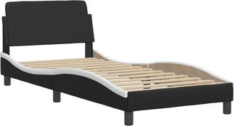 vidaXL Bed Frame Dover Black and White 90x190 cm Single Faux Leather Vidaxl
