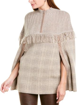 Raffi Plaid Zip Cashmere Poncho