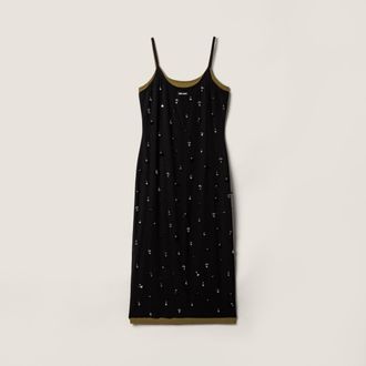 Miu Miu Embroidered stretch georgette dress