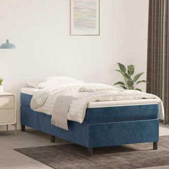 vidaXL Cama Box Spring Con Colch&oacute;n Terciopelo Azul Oscuro 90x200 Cm Vidaxl