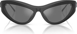Swarovski 60mm Cat Eye Sunglasses in Matte Black/grey Mirror Black at Nordstrom