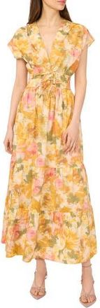 CeCe by Cynthia Steffe V-Neck Cotton Midi Dress in Harvest Gold at Nordstrom Rack, Size X-Large