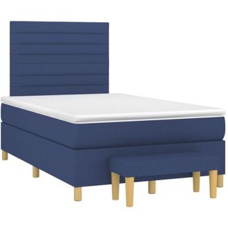 vidaXL Cama Box Spring Con Colch&oacute;n Tela Azul 120x200 Cm Vidaxl