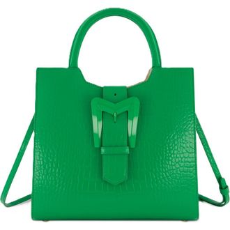 Mac Duggal Crocodile Leather Buckle Detail Medium Tote Bag in Spring Green at Nordstrom