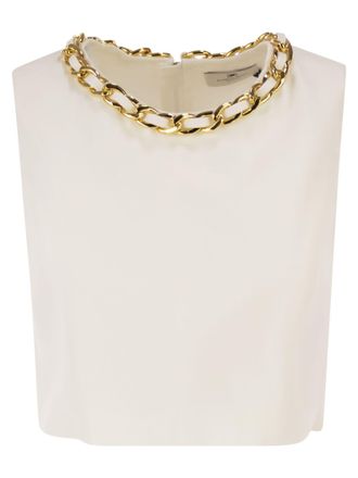 Elisabetta Franchi &Auml;rmelloses Oberteil mit Schmuckkettendetail