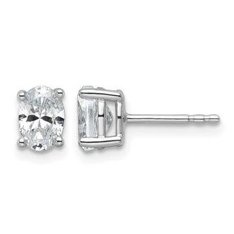 Diamond2Deal 14k Gold 1 ct Oval Lab Grown Diamond Stud Earrings VS Clarity, D-E Color