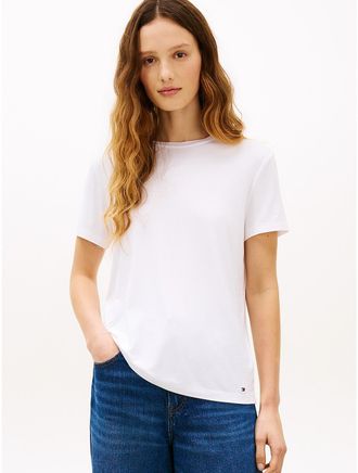 Tommy Hilfiger Womens Classic Fit Lightweight Jersey T-Shirt - White - XXL