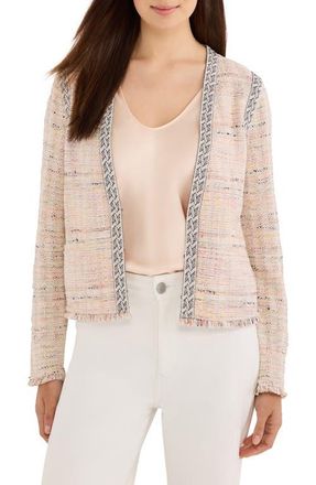 Nic+Zoe Fringe Trim Cotton Blend Jacket in Orange Multi at Nordstrom, Size Xx-Large