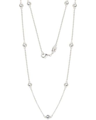 Suzy Levian Silver 0.02 Ct. Tw. Diamond & White Topaz Station Pendant