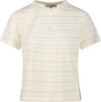 Maison Kitsun&eacute; Tops, Dames, Beige, M, Gestreepte Baby T-shirt