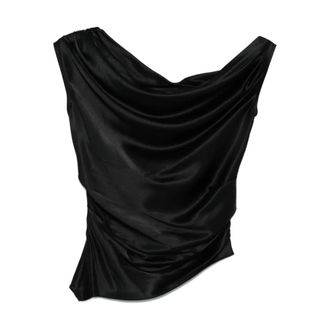 Staud Staud, Tops, Dames, Zwart, S, Leer, Phare Top